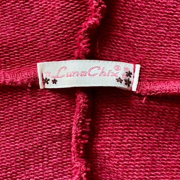 Red hooded sweatshirt Retro cardigan style - Picture 8 of 11